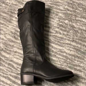 Reneeze Faux leather black tall boots, never worn